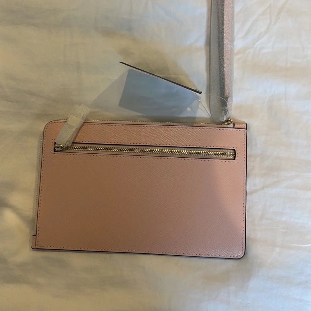 kate spade blush pink zip wristlet clutch